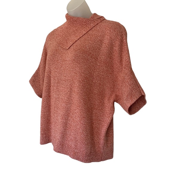 CABI sweater pumpkin orange, 1/2 dolman sleeves, split wide mock turtleneck, M - Picture 4 of 11